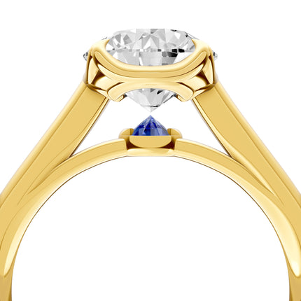 Point of Love Engagement Ring with Inverted Sapphire