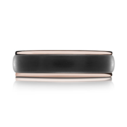 Domed Carbon Fiber & Gold Wedding Ring