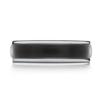 Domed Carbon Fiber & Gold Wedding Ring