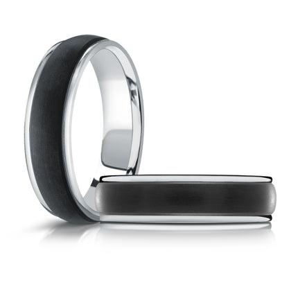 Domed Carbon Fiber & Gold Wedding Ring