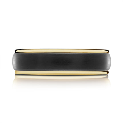 Domed Carbon Fiber & Gold Wedding Ring