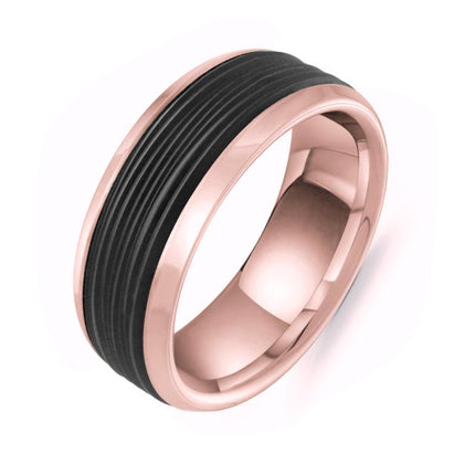 8mm Carbon Fiber Inlay & Gold Men's Wedding Band