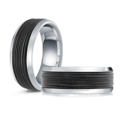 8mm Carbon Fiber Inlay & Gold Men's Wedding Band