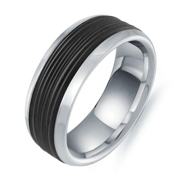 8mm Carbon Fiber Inlay & Gold Men's Wedding Band