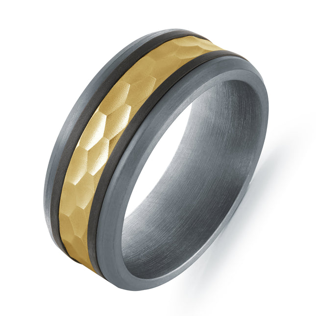 Tantalum, Carbon Fiber & Gold Wedding Ring
