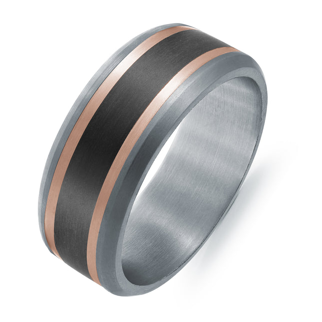 Tantalum, Gold, & Carbon Fiber Men's Ring