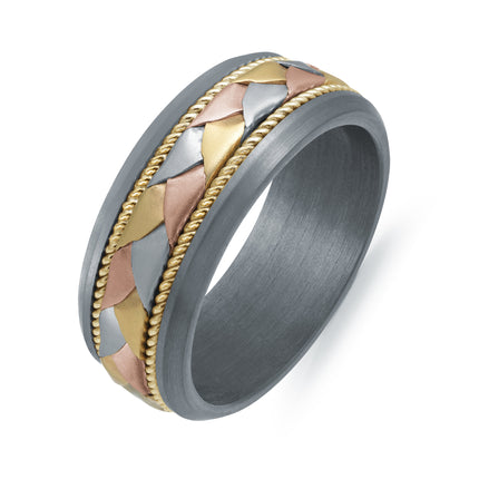 8.5 mm Braided Gold & Tantalum Wedding Ring