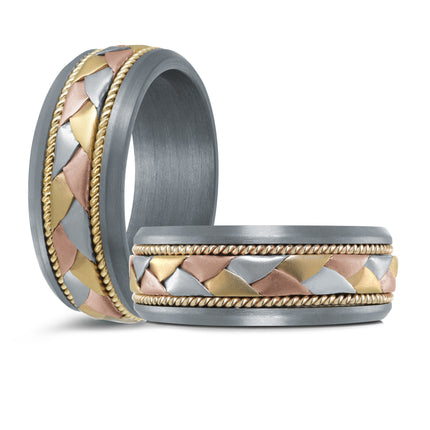 8.5 mm Braided Gold & Tantalum Wedding Ring