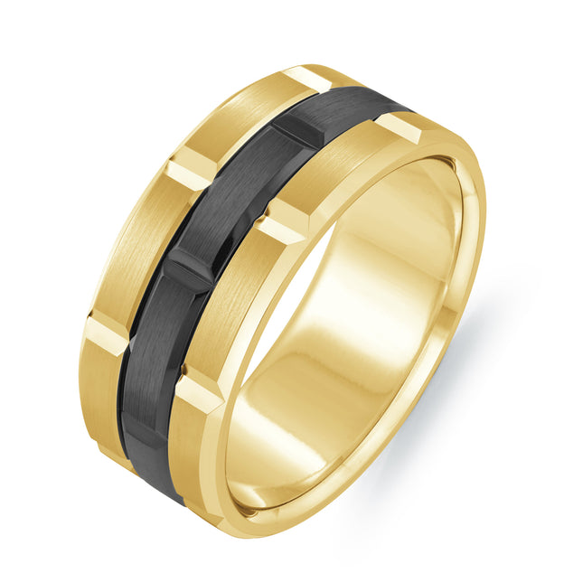 Geometric Black Titanium & Gold Ring