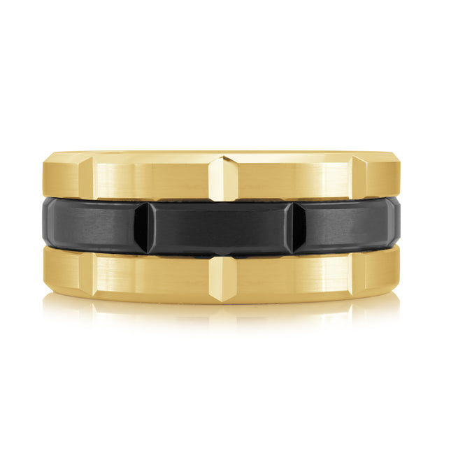 Geometric Black Titanium & Gold Ring
