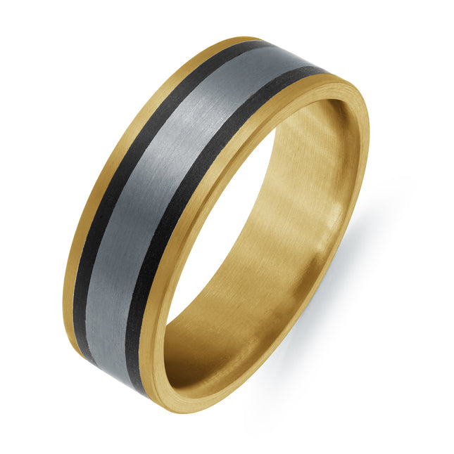 7mm Tantalum, Carbon Fiber, and Gold Band