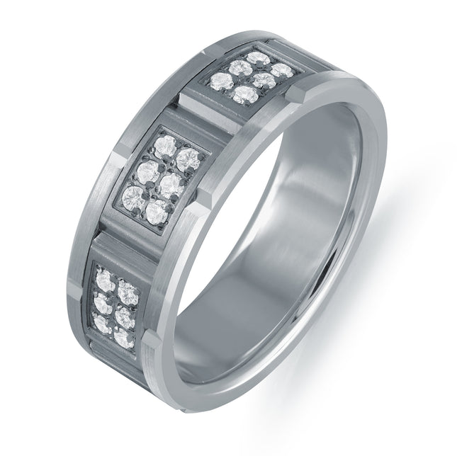 Diamond Men's Tantalum & Gold Band
