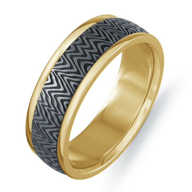 7MM Zigzag Tantalum & Gold Band