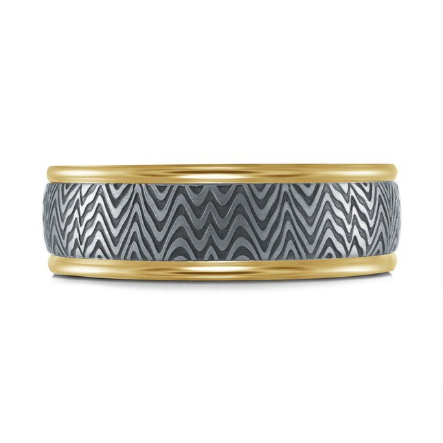 7MM Zigzag Tantalum & Gold Band