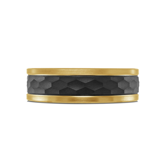 Hammered Carbon Fiber, Gold & Tantalum Band