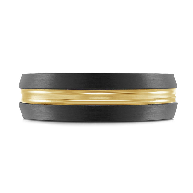 Men's Grooved Gold & Tantalum Wedding Band