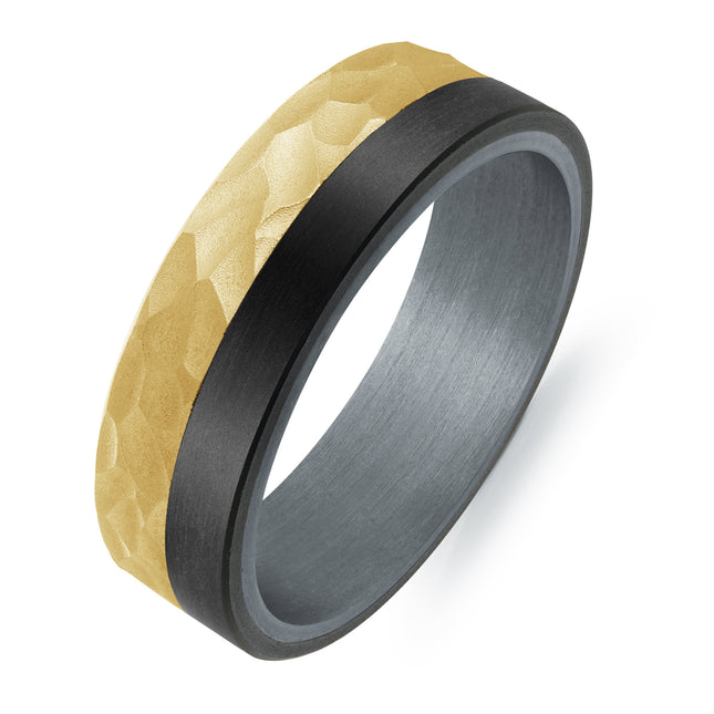 Gold Hammered Finish & Tantalum Band
