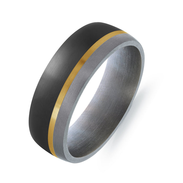 7MM Black Carbon, Gold, & Tantalum Band
