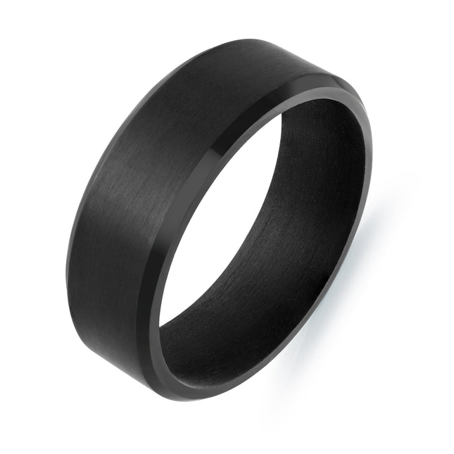 Black Tantalum 7MM Beveled Edge Band