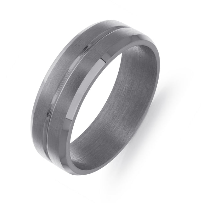 Grooved Tantalum 7MM Wedding Band