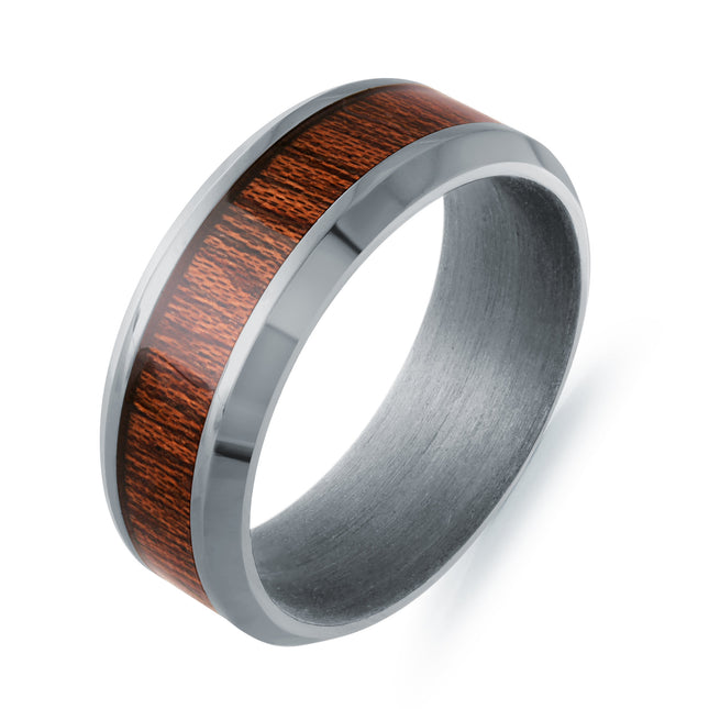8MM Tantalum & Wood Wedding Band