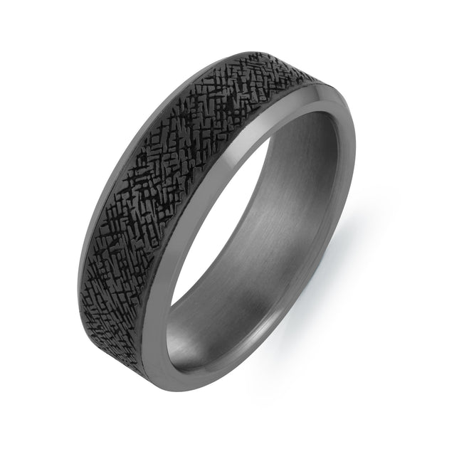 Abstract Textured 7MM Tantalum & Carbon Fiber Band