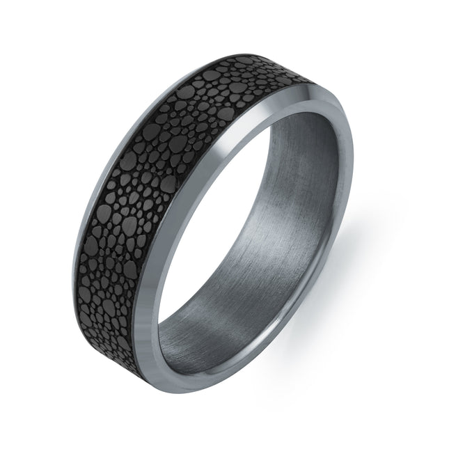 Pebble Texture Tantalum & Carbon Fiber Band