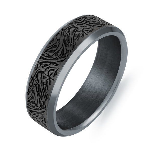 Vine Pattern Carbon Fiber & Tantalum Band