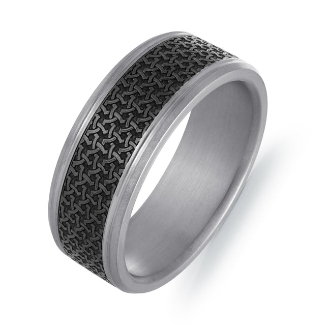 8MM Patterned Carbon Fiber & Tantalum Ring