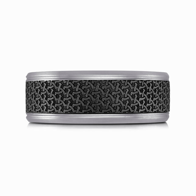 8MM Patterned Carbon Fiber & Tantalum Ring