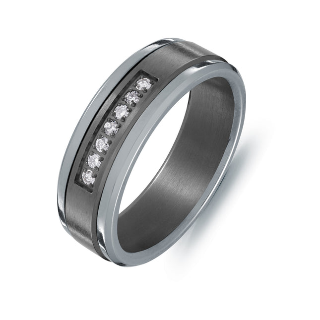 7MM Diamond Tantalum & Titanium Wedding Band