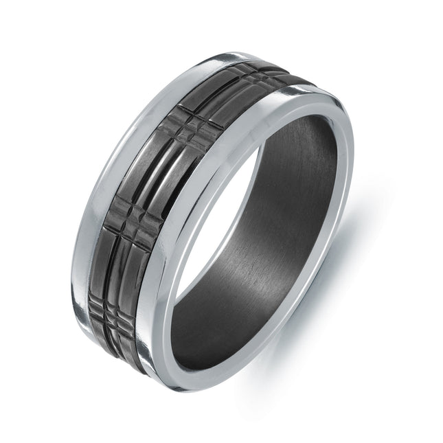 8MM Grooved Titanium & Tantalum Band