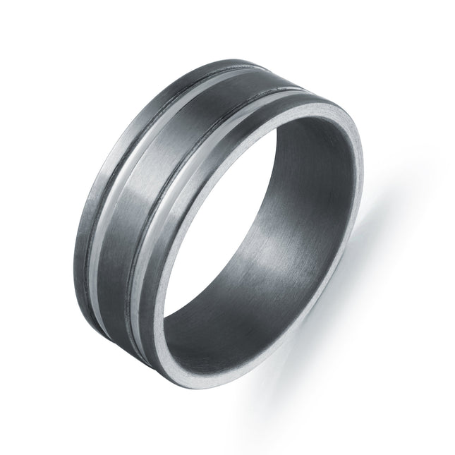 8MM Tantalum Grooved Wedding Band