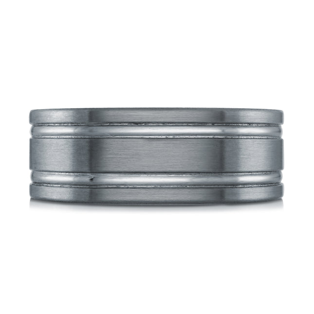 8MM Tantalum Grooved Wedding Band