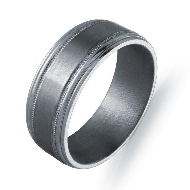 8MM Tantalum Milgrain Wedding Band