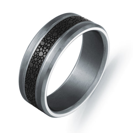 8mm Textured Black Tantalum Men’s Wedding Band