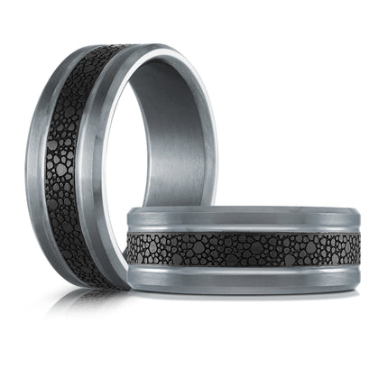 8mm Textured Black Tantalum Men’s Wedding Band