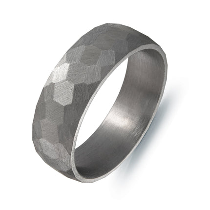 7mm Hammered Grey Tantalum Wedding Band