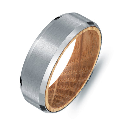 7MM Beveled Tantalum & Wood Wedding Band