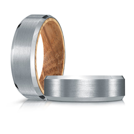 7MM Beveled Tantalum & Wood Wedding Band