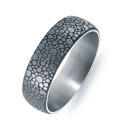 6.5mm Pebble Pattern Tantalum Men's Ring
