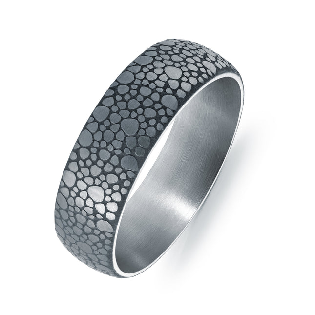 6.5mm Pebble Pattern Tantalum Men's Ring
