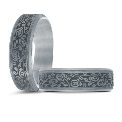 7mm Floral Engraved Tantalum