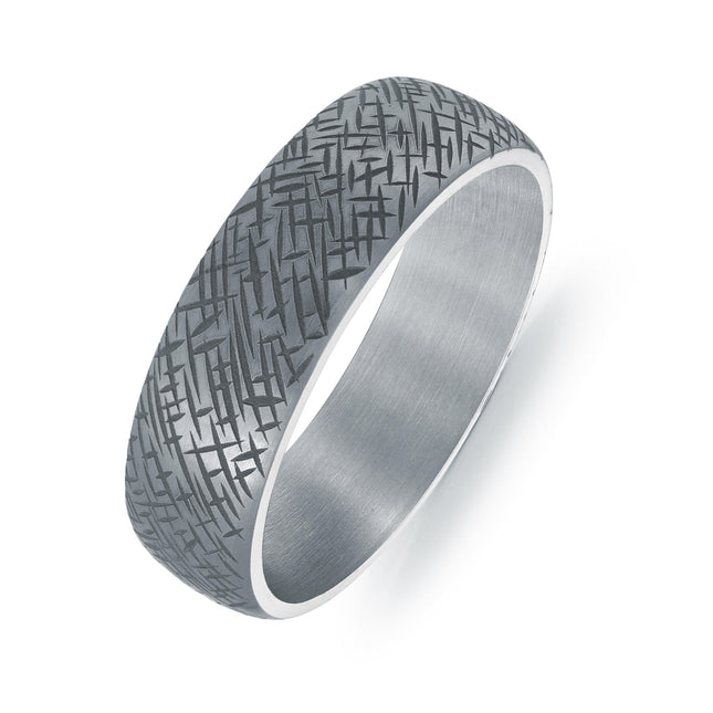 7mm Laser Etched Tantalum Wedding Band