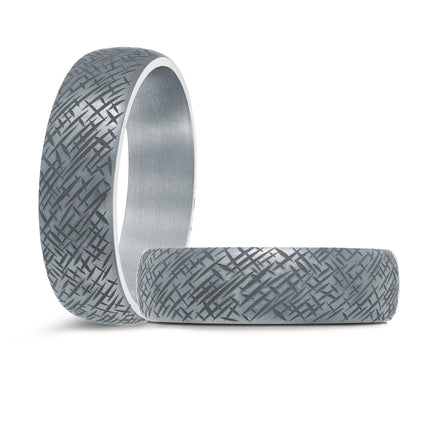 7mm Laser Etched Tantalum Wedding Band