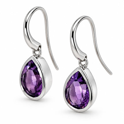 Sterling Silver Amethyst Drop Earrings