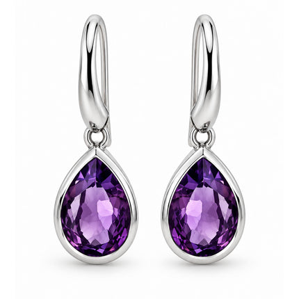 Sterling Silver Amethyst Drop Earrings