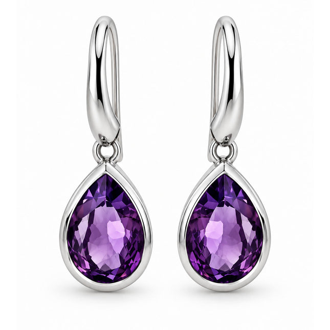 Sterling Silver Amethyst Drop Earrings
