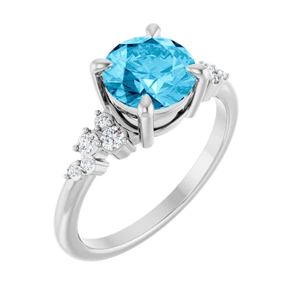 Aquamarine Diamond Engagement Ring