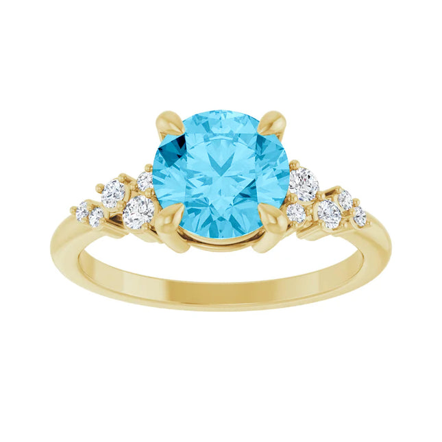 Aquamarine Diamond Engagement Ring